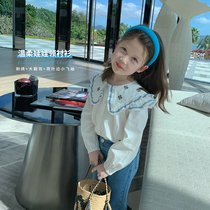 Foam Foam Home Custom Child Clothing 2022 New Girl Doll Collar Blouses Children Spring Dress Shirt Baby Foreign Air Lining Clothes