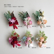 European-style retro wedding ceremony bride and groom corsage simulation small tea rose creative wedding classic business corsage non-flowers