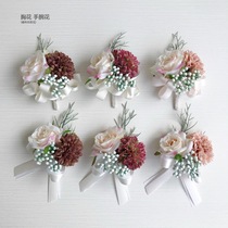Bride and groom Korean best man Wedding brother corsage bridesmaid wedding hand flower etiquette recommended hot sale white pink blue