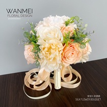 Rose red champagne hand holding flower ball bride wedding photography license simulation fake flower props home living room decoration