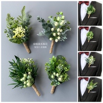 Wedding etiquette celebration corsage wrist flower Nordic fashion green plant corsage Bridesmaid hand flower Wedding photo Forest department