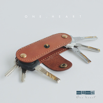 Leather DIY material bag YS01 gingerbread man mini key bag storage bag cowhide vegetable tanned leather