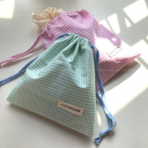 AL homemade check storage bag Christmas gift bag Han ins Pink portable drawstring cosmetic bag new product