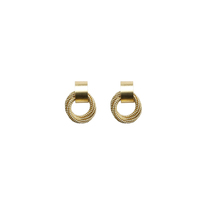 VEGA CHANG matte gold circle stud earrings female metal geometric winding hollow earrings advanced earrings