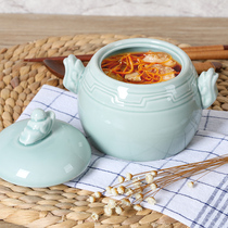 Celadon Chinese hotel kitchen Royal stew pot Ceramic Birds nest Sharks fin stew pot Soup pot Buddha jumping over the wall steam stew pot