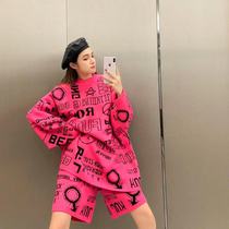 European Standing Autumn Winter Loose Wool Knit Broadleg Sweater Shorts Suit Women Fashion Casual Foreign Air Two Sets