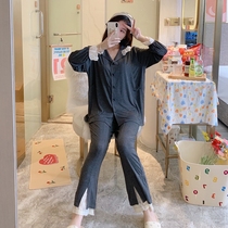 Pregnant womens pajamas summer modal thin post-natal lunar clothing spring and autumn June 7 breastfeeding home clothing casual set