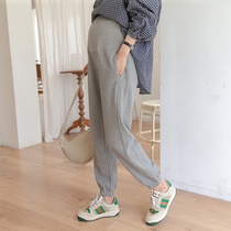 Sports style ~ pregnant womens pants Spring and Autumn wear Joker slim casual cotton belly closing guard pants sports trousers