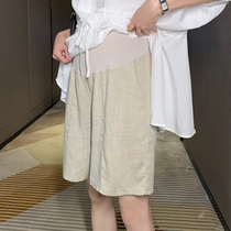 Hemp material five-point invisible line pants ~ pregnant women pants summer thin wear fashion loose casual tide mom leggings