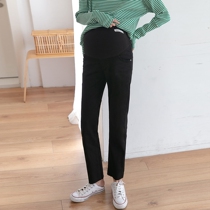 Small standard straight pants ~ pregnant womens pants spring and autumn irregular high waist slim feet casual tide mom pipe straight pants