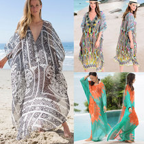 Snowspun loose extra-large size long stretch sunscreen woman beach hooded swimsuit bikini seaside resort long skirt