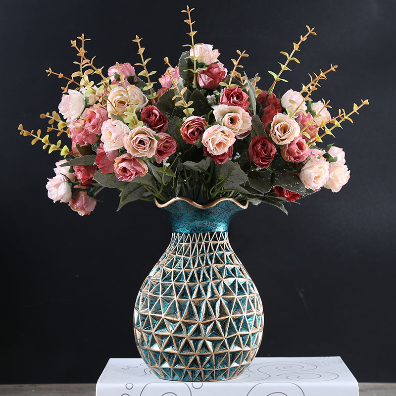 European vase sitting room dry flower arranging flowers ceramic furnishing articles American bedroom table household light key-2 luxury decoration