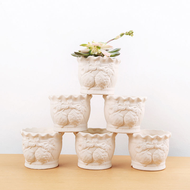 Fleshy flower pot in ceramic hand - made coarse pot oblong breathable hand thumb knead retro contracted basin