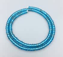 Old glass beads R9828JC-European trade Aquamarine color blue glass beads a string of 48cm17 7g