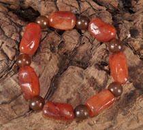 Ancient Beads R0928DC - Western Asian Millennium Red Jade Marrow Agate Beads Bracelet 13mm 47g