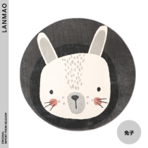 Belgian imported black and white rabbit round childrens carpet cute animal environmental protection blanket mat can sleep and sit