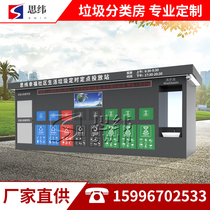 Outdoor smart garbage classification and recycling bin induction bin classification and recycling room sweep points to dumpster