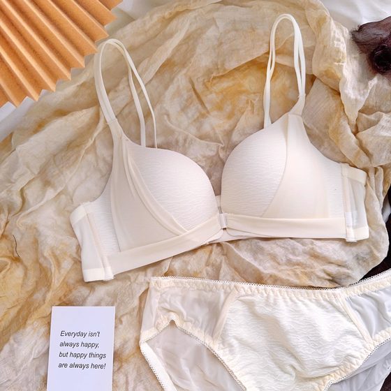 Sexy front button underwear girl's small breasts gathered without steel rings and traces 2025 new beautiful back thin shoulder strap bra set Sexy front button underwear girl's small breasts gathered without steel rings and traces 2025 new beautiful back thin shoulder strap bra set