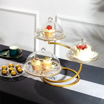 Nordic Fruit Pan Creative Living Room Home Triple Rotating Pastry Dish Minimalist Iron Art Multilayer High-end Delicate Fruit Basket