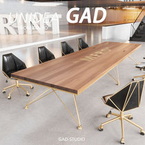 UNIDEA simple modern meeting table and chair combination small solid wood LOFT office meeting room Long Table Table Workbench