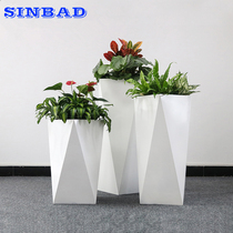 Modern minimalist fiberglass flowerpot European-style outdoor shopping mall villa hotel Chinese rhombus geometric flower combination
