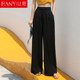 Ice silk wide-leg pants women's summer thin section high waist drape loose straight tube drag suit yellow chiffon elegant trousers Ice silk wide-leg pants women's summer thin section high waist drape loose straight tube drag suit yellow chiffon elegant trousers