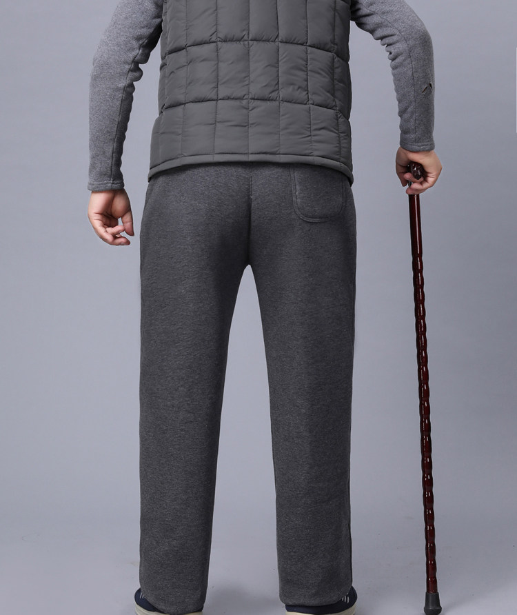 yuansu加绒加厚运动裤男老年爸爸长裤冬爷爷裤子宽松老头松紧腰休闲