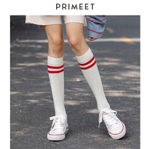 Women's calf socks spring autumn net red solid color two bar long socks street skateboard high bar ins trendy college style jk socks cotton