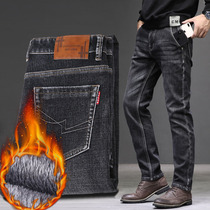 Winter plus velvet padded jeans mens straight loose fleece plus hair warm plus size velvet autumn winter pants tide