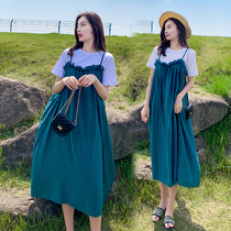 Pregnancy Woman Dress Suit Summer Out Fashion Models 2021 New Tidal Moms Loose Foreign Air Casual Two Sets of Pregnant Women Skirts