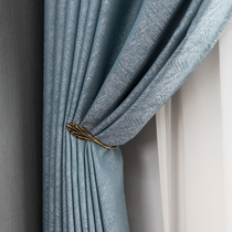 Nordic simple modern curtain shading shading sunscreen fabric Living room bedroom floating curtain finished product free hole installation