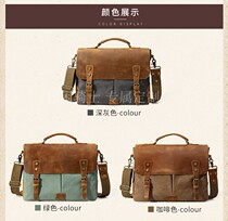 brompton bag small cloth retro head bag genuine leather satchel canvas computer bag