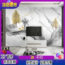 3D TV background wall fiberboard imitation marble modern minimalist wall panel personality new Chinese landscape integrated board