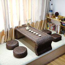 Tatami coffee table Small table Japanese bay window table Tea table Solid wood low table Rattan balcony table Kang table Simple