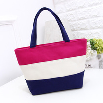Everyday special sale splicing bento shopping bag small fresh canvas bag striped womens environmental protection shoulder bag handbag