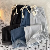 Jeans Mens straight cylinder loose pumping rope 90% Male pants Fall thin Tide Cards Light Color Retro Casual Broadlegged Pants