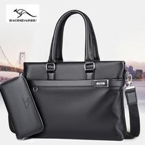 Treasure Chic Kangaroo Man Bag Handbag mens single shoulder slanted satchel Bull Leather Business 15 6 inch briefcase Fashion