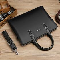 Kangaroo Mens briefcase Business to work handbag Bull Leather Upright banners Casual Double Zipper Computer Bag