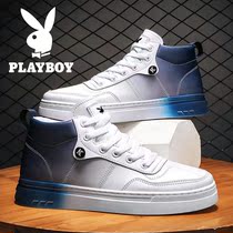 Playboy mens shoes 2022 new spring high top skate shoes mens Korean style trendy all match white shoes trendy shoes