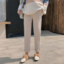 Maternity pants Womens autumn and winter 3-9 months wear 2021 new spring thickened large size straight tube belly slacks