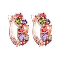 European and American fashion red apple womens jewelry-color AAA zircon earrings-Mona Lisa ear buckle earrings