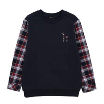 Korean boutique childrens clothing h @ zzys men and women with the same spring and autumn fake two-piece sweater T-shirt