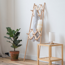 Nordic solid wood floor-to-ceiling wooden creative wall simple bedroom shrink ins hanger household shelf