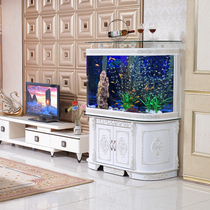 European-style round ecological household free water change fish tank aquarium 1 2 ultra-white glass living room Arowana fish tank landscaping