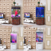 European-style semi-circular living room home eco-free water change custom ultra-white glass medium and large arowana aquarium