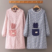 Canvas long-sleeved apron womens beautiful western style apron ladies fashion coveralls home kitchen anti-fouling cooking coveralls