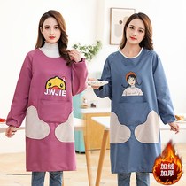 Pure cotton polyester thickened long-sleeved anti-clothing coverall apron lengthened mens and womens adult oil-proof protective clothing overalls