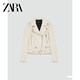 ZARAKISS ພາກຮຽນ spring ແລະດູໃບໄມ້ລົ່ນຂອງແມ່ຍິງ lapel ລົດຈັກຫນັງ jacket fixed ສາຍແອວກະທັດຮັດລົດຈັກ jacket ສັ້ນເປືອກຫຸ້ມນອກ