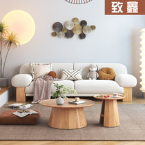 Zhixin modern minimalist solid wood technology fabric sofa small apartment Nordic creative living room