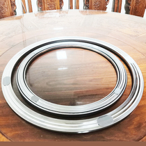 Solid wood glass marble round table table steel base bearing turntable household standard fixed circle Hotel